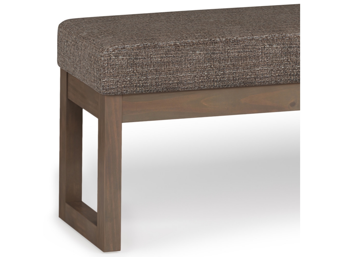 Milltown Large Bench in Mink Brown Tweed Fabric, Dark Brown/Beige, large