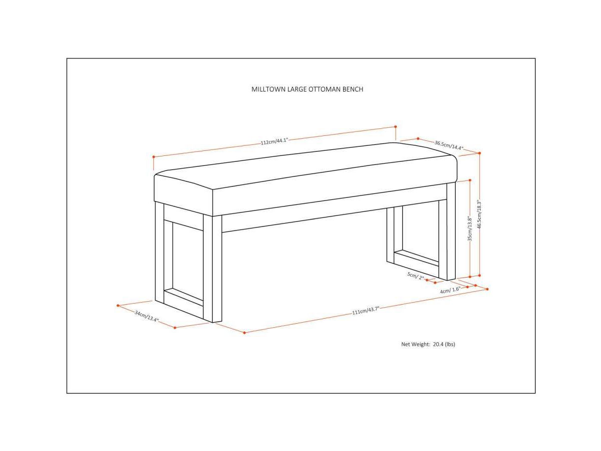 Milltown Large Bench in Mink Brown Tweed Fabric, Dark Brown/Beige, large