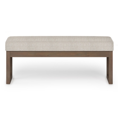 Milltown Large Bench in Platinum Fabric, White, large
