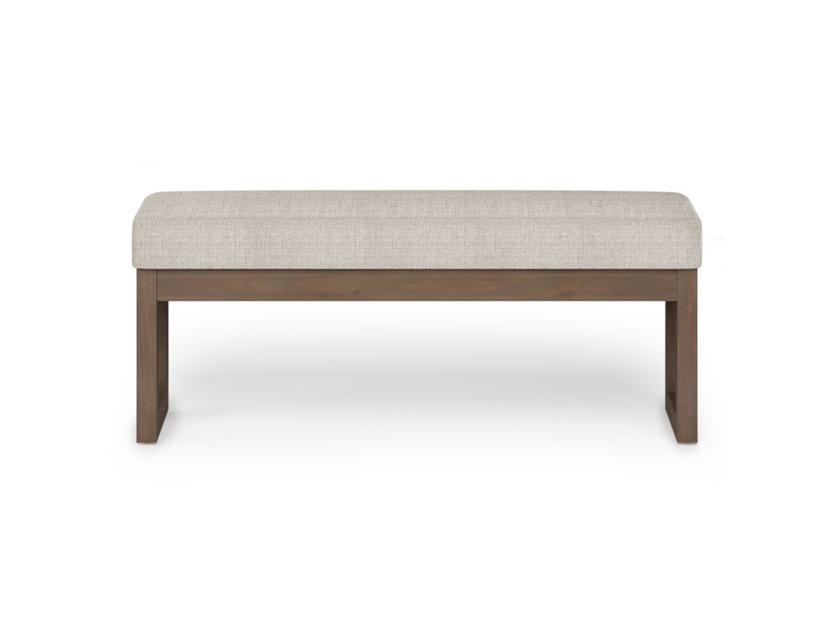 Milltown Large Bench in Platinum Fabric, White, large