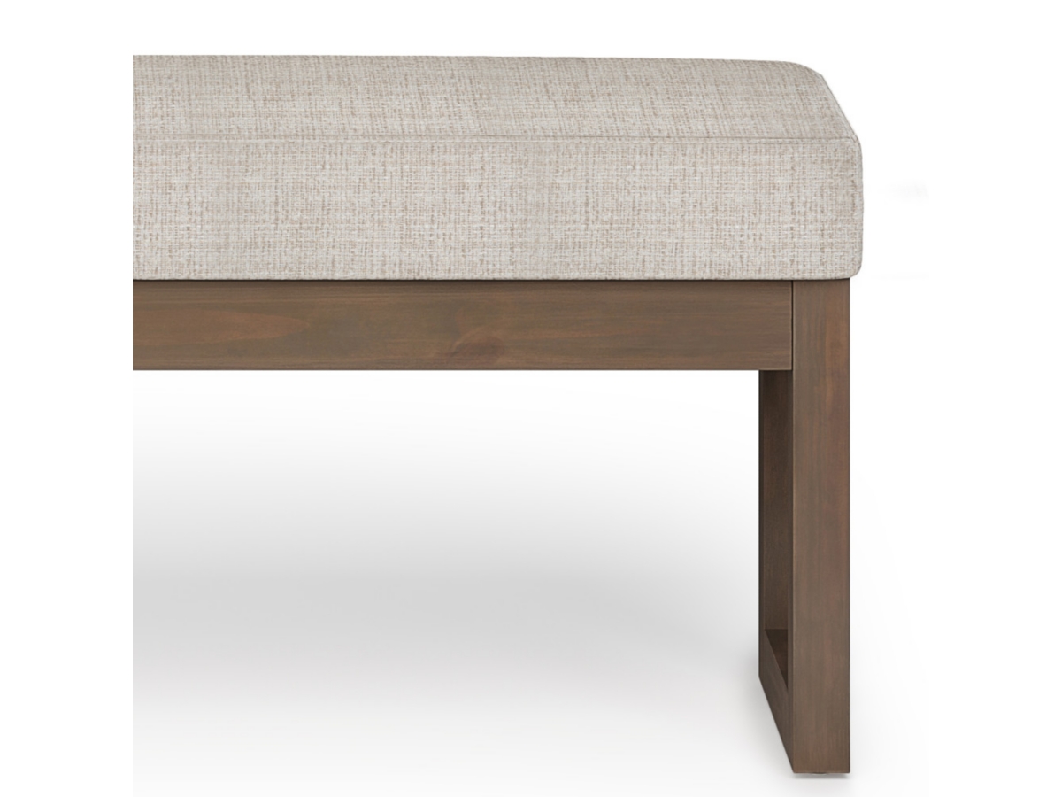 Milltown Large Bench in Platinum Fabric, White, large