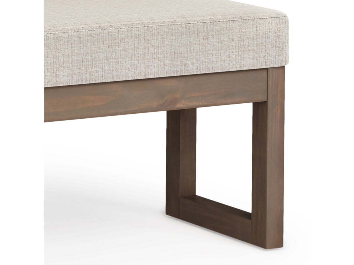 Milltown Large Bench in Platinum Fabric, White, large