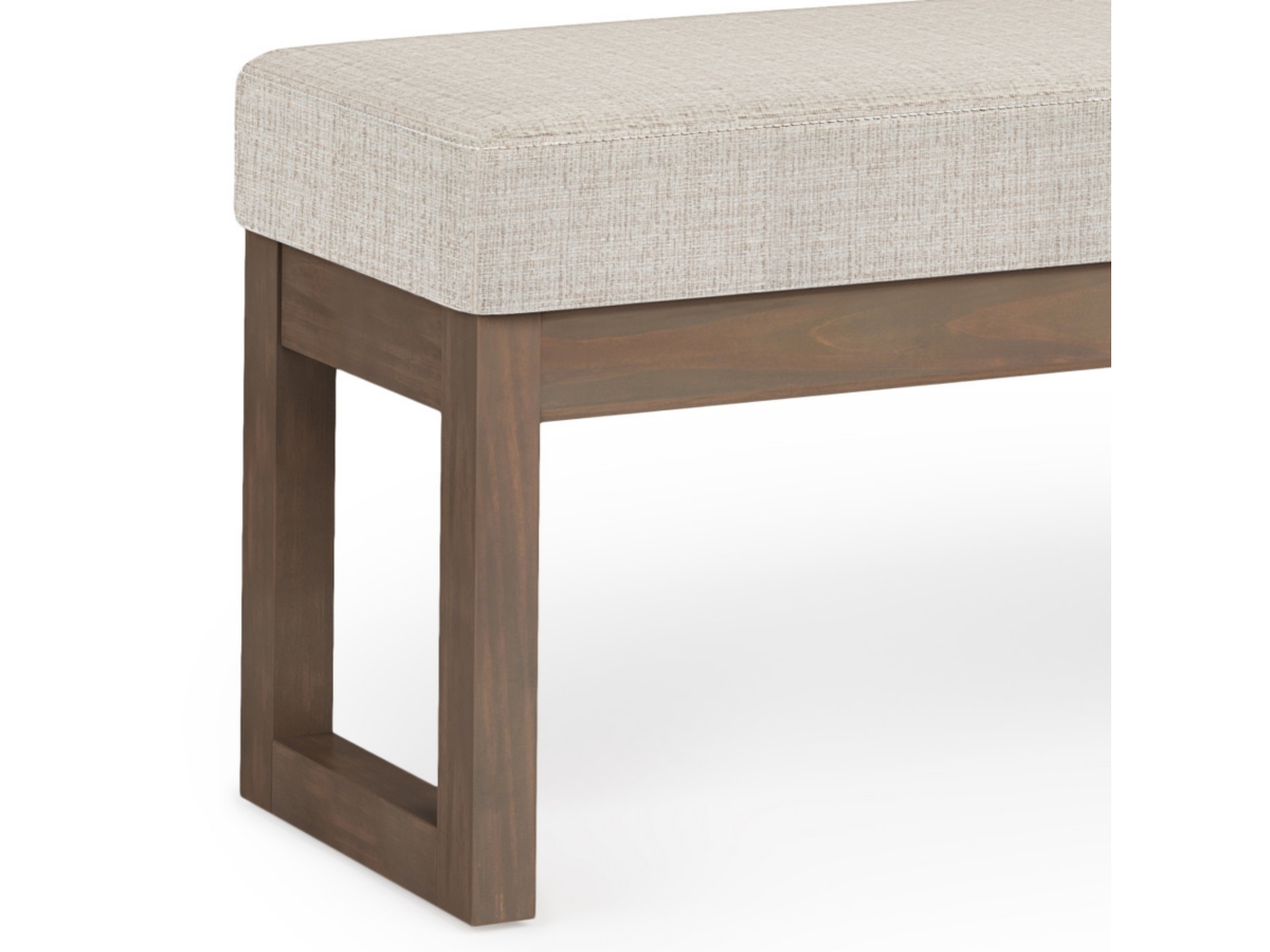 Milltown Large Bench in Platinum Fabric, White, large