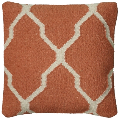 Home Accents Quatrefoil Wool Decorative Throw Pillow, Orange, large