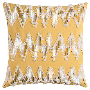 Home Accents Frayed Chevron Decorative Throw Pillow, Gold, rollover
