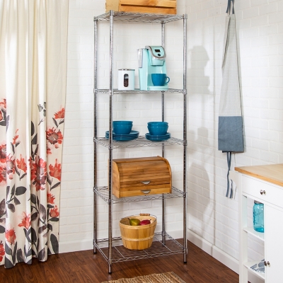 Honey-Can-Do Five Tier Adjustable Shelving Unit, , rollover