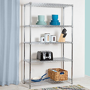 Honey-Can-Do Five Tier Adjustable Shelving Unit, , rollover