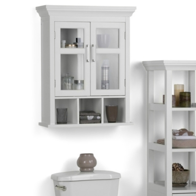 Simpli Home Avington Two Door Wall Bath Cabinet with Cubbies, , large