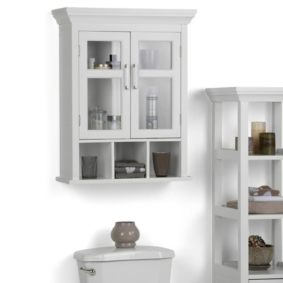 Simpli Home Avington Two Door Wall Bath Cabinet with Cubbies, , rollover