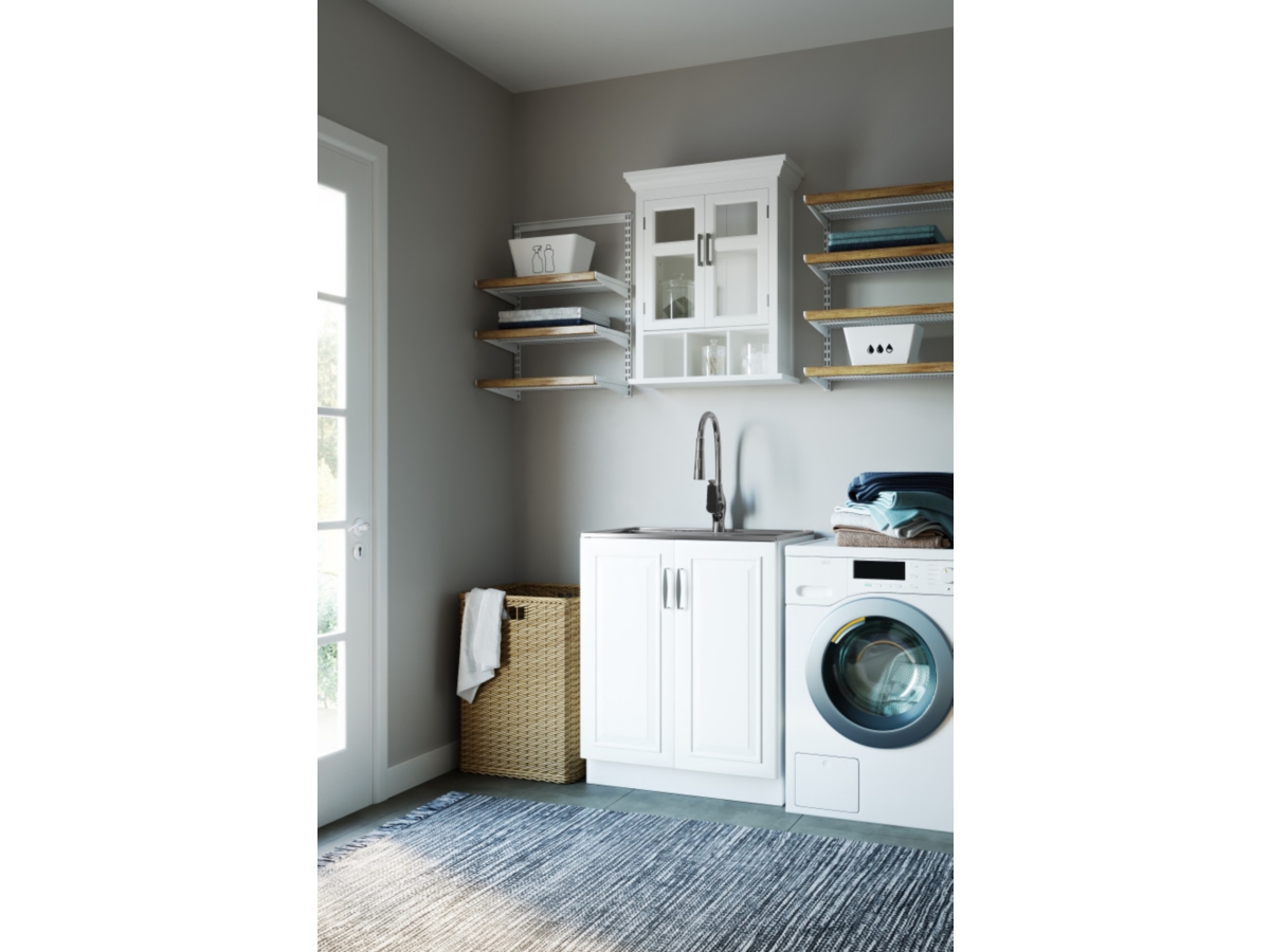 Simpli Home Avington Two Door Wall Bath Cabinet with Cubbies, , large