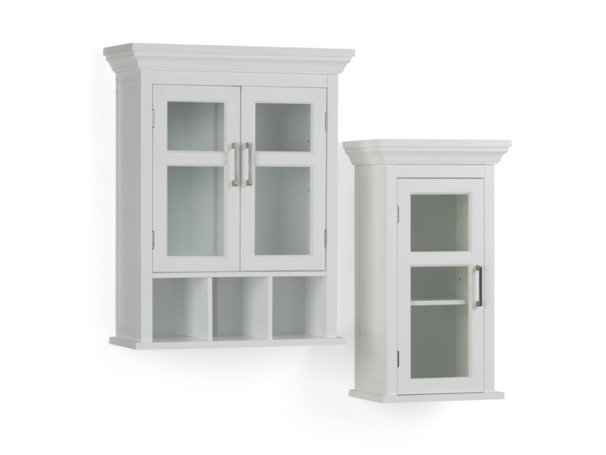 Simpli Home Avington Two Door Wall Bath Cabinet with Cubbies, , large