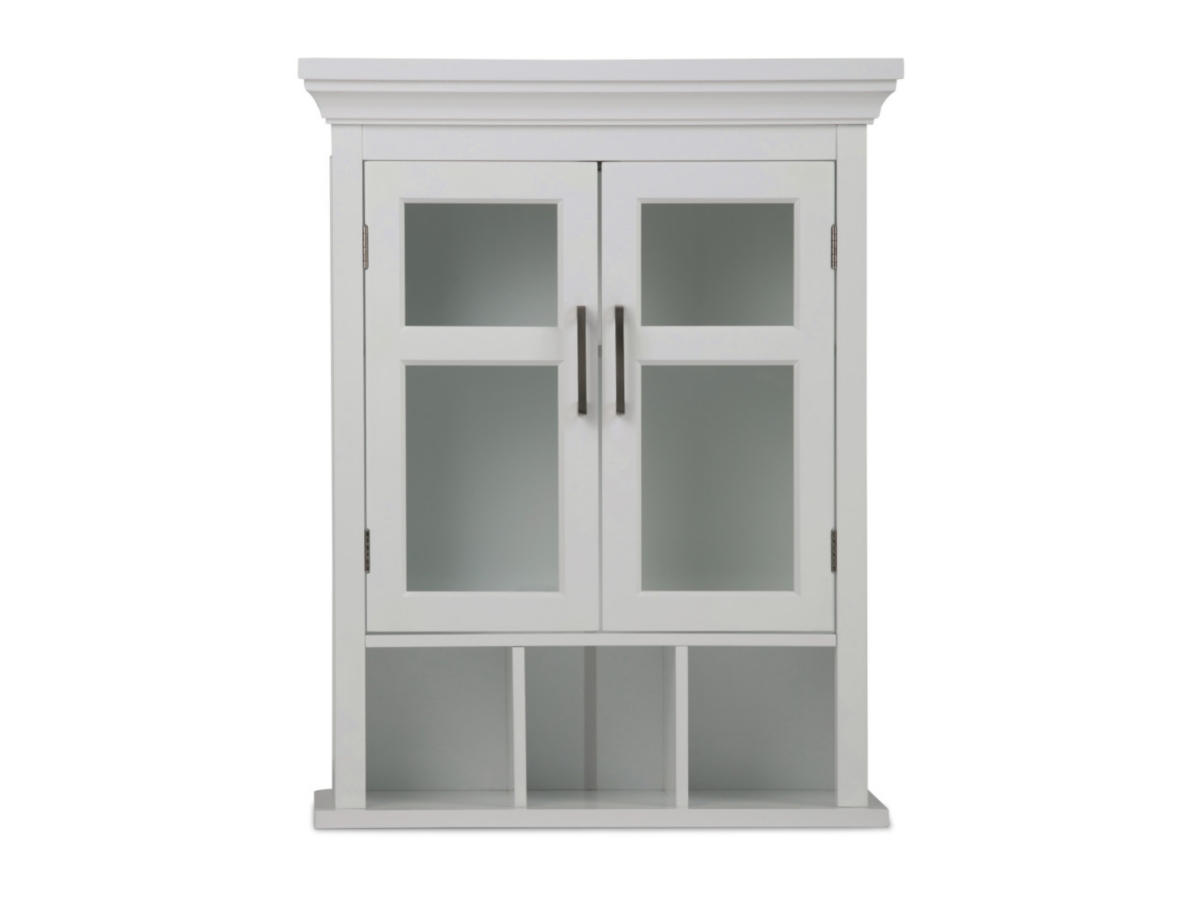 Simpli Home Avington Two Door Wall Bath Cabinet with Cubbies, , large