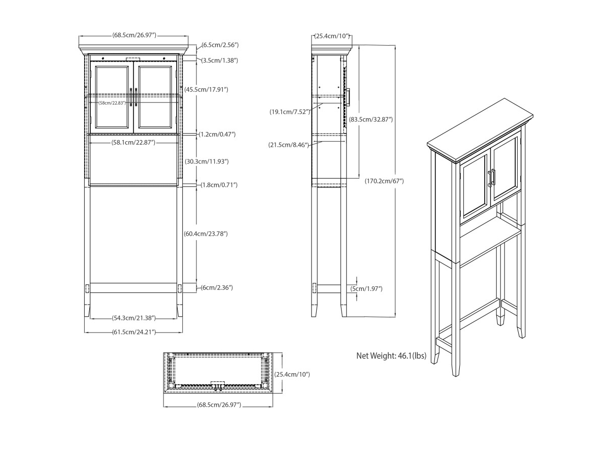 Simpli Home Avington Space Saver Bath Cabinet, , large