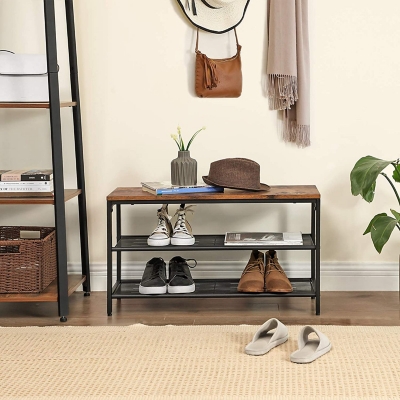 Home Essentials 3-Tier Metal Shoe Rack