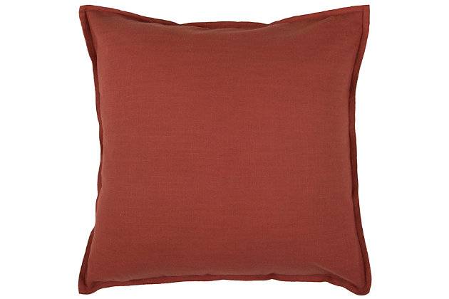Looking for an instant room makeover? This delightful throw pillow is the perfect addition to your space. Mix and match for a winning combination.100% cotton | Cotton slub | Half inch flange  | Light texture | Mix and match for a winning combination | Red | Polyfill | Imported