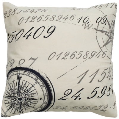 Home Accents Compass Throw Pillow, Cream