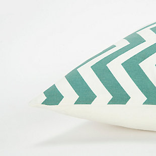 This chevron patterned pillow is a Single color print. The back of this pillow is a solid coordinating color which features a zipper for ease of fill and cleaning. This knife edge pillow is a simple clean styled statement and crosses diverse style genres.100% cotton | Single color print pillow | Solid coordinating back | An easy style update for your space | Mix and match for a winning combination | Blue | Polyfill | Imported
