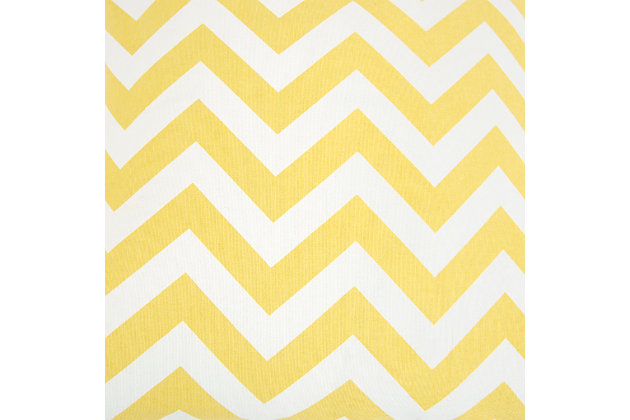 This chevron patterned pillow is a Single color print. The back of this pillow is a solid coordinating color which features a zipper for ease of fill and cleaning. This knife edge pillow is a simple clean styled statement and crosses diverse style genres.100% cotton | Single color print pillow | Solid coordinating back | An easy style update for your space | Mix and match for a winning combination | Yellow | Polyfill | Imported