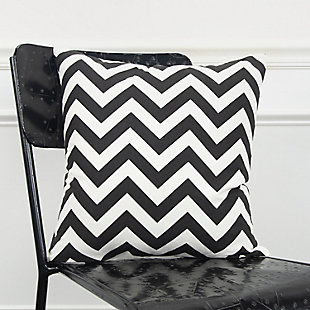 This chevron patterned pillow is a Single color print. The back of this pillow is a solid coordinating color which features a zipper for ease of fill and cleaning. This knife edge pillow is a simple clean styled statement and crosses diverse style genres.100% cotton | Single color print pillow | Coordinating solid back | An easy style update for your space | Mix and match for a winning combination | Black | Polyfill | Imported