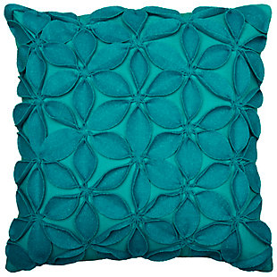 Home Accents Decorative Floral Throw Pillow, Teal, large