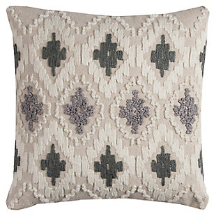 Home Accents Geometric Diamonds Textured Throw Pillow, Natural Gray, rollover