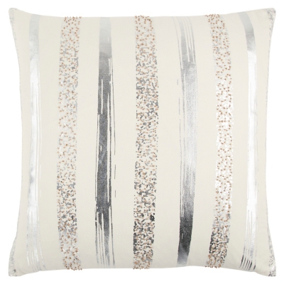 A600019399 Home Accents Metallic Stripe Throw Pillow, Ivory sku A600019399