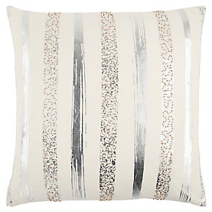 Home Accents Metallic Stripe Throw Pillow, Ivory, rollover