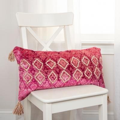 A600019515 Home Accents Bohemian Velvet Throw Pillow, Red/Bur sku A600019515