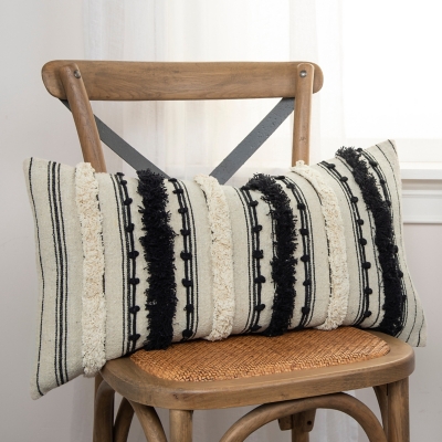 A600019521 Home Accents Textural Stripe Throw Pillow, Black/G sku A600019521