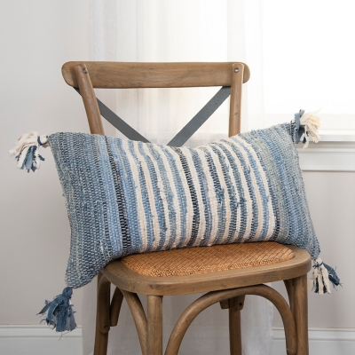 A600019543 Home Accents Recycled Denim Throw Pillow, Blue sku A600019543