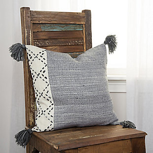 Home Accents Recycled Woven Throw Pillow, Black/Gray, rollover