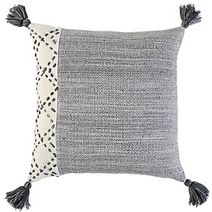 Home Accents Recycled Woven Throw Pillow, Black/Gray, large