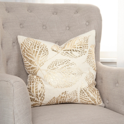 Home Accents Gold Foil Printed Floral Throw Pillow, Metallic
