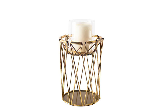 The Othello candle holders are beautifully styled antiqued brass candle holders that look good on their own or with a mate. (Candles not included). measuring 5.5" long by 5.5" wide by 8.3" high.The Othello candle holder, measuring 5.5" long by 5.5" wide by 8.3" high, is a stylish piece that is sure to beautifully illuminate your space. | The Othello, skillfully crafted from metal to hold one candle, is a beautiful and unique addition to your space that is sure to stand the test of time. | The Othello is finished in a  spectacular antiqued-brass tone, making it a stunning candle holder that is sure to turn heads. | Featuring a stunning design that flaunts clean lines and subtle curves, this candle holder makes for a gorgeous addition to spaces based on the modern or design style.