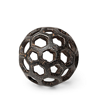 Hollow Metal Decorative Orb with Antique Finish, , large