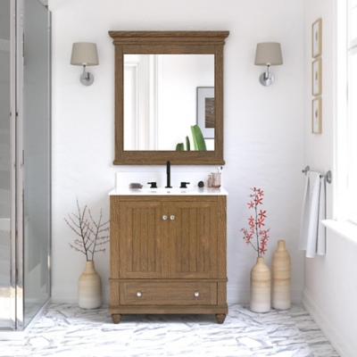 Atwater Living Jazmyne 30 Inch Bathroom Vanity with Sink, Natural, Natural Rustic, rollover