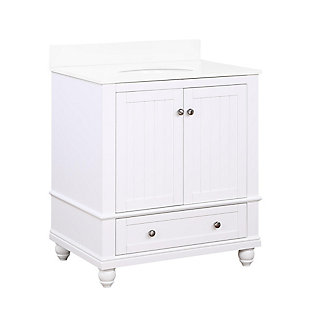 Atwater Living Jazmyne 30 Inch Bathroom Vanity with Sink, White, White, large