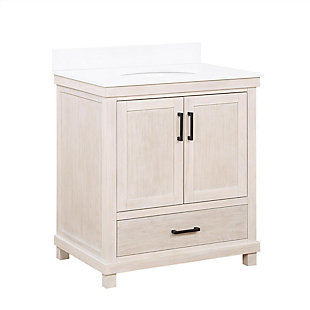 Atwater Living Mills 30 Inch Bathroom Vanity with Sink, Rustic White, Rustic White, large