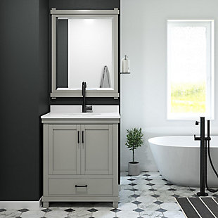 Atwater Living Mills 30 Inch Bathroom Vanity with Sink, Gray, Gray, rollover