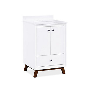 Atwater Living Delias 24 Inch Bathroom Vanity with Sink, White, White, large