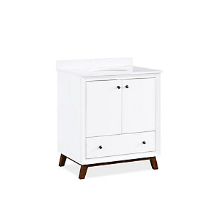 Atwater Living Delias 30 Inch Bathroom Vanity with Sink, White, White, large
