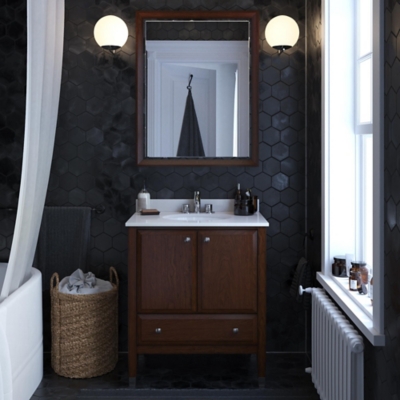 Atwater Living Brinley 30 Inch Bathroom Vanity with Sink, Walnut, Walnut, large