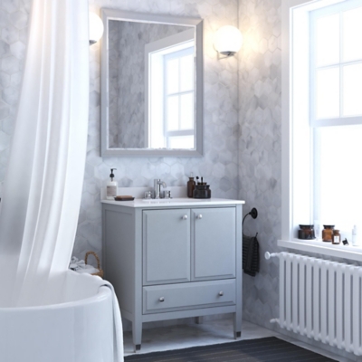 Atwater Living Brinley Bathroom Vanity, 30 Inch, Gray, Gray, large