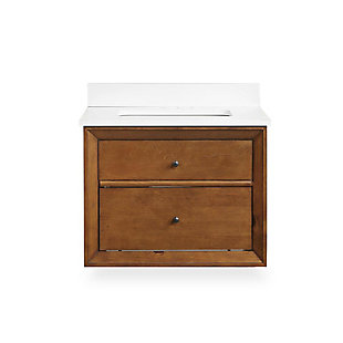 Atwater Living Agnes 24 Inch Floating Bathroom Vanity with Sink, Chocolate Spice Wood, Chocolate, large