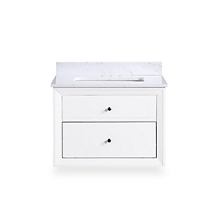 Atwater Living Agnes 24 Inch Floating Bathroom Vanity with Sink, White Wood, White, large