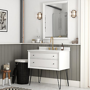 Atwater Living Agnes Bathroom Vanity, 36 Inch, White, White, rollover
