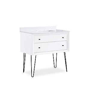 Atwater Living Agnes Bathroom Vanity, 36 Inch, White, White, large