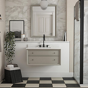 Atwater Living Agnes 36 Inch Floating Bathroom Vanity with Sink, Gray Wood, Gray, rollover