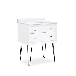 Atwater Living Agnes Bathroom Vanity, 30 Inch, White, White, large