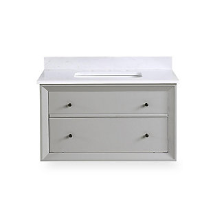 Atwater Living Agnes 30 Inch Floating Bathroom Vanity with Sink, Gray Wood, , large